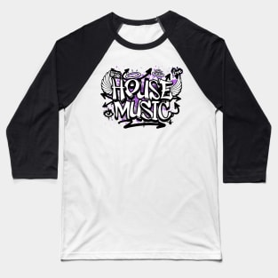HOUSE MUSIC  - Graffiti Steez (Black/purple) Baseball T-Shirt